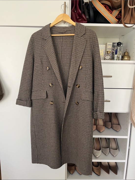 & Other Stories Jackets & Blazers - & Other Stories Brown Houndstooth Double-Breasted Trench Coat